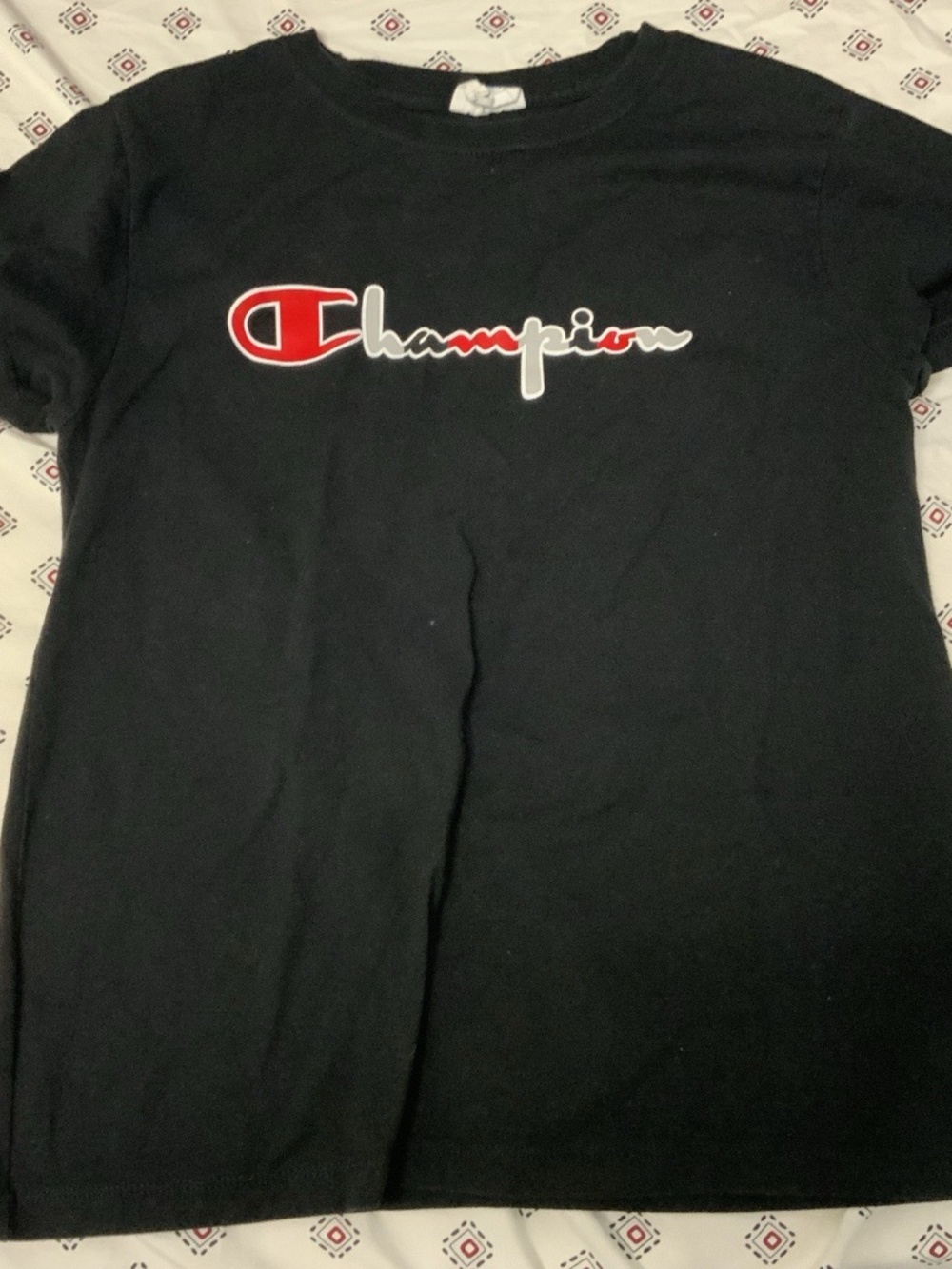 Women's Champion Medium Black T Shirt Top Logo
